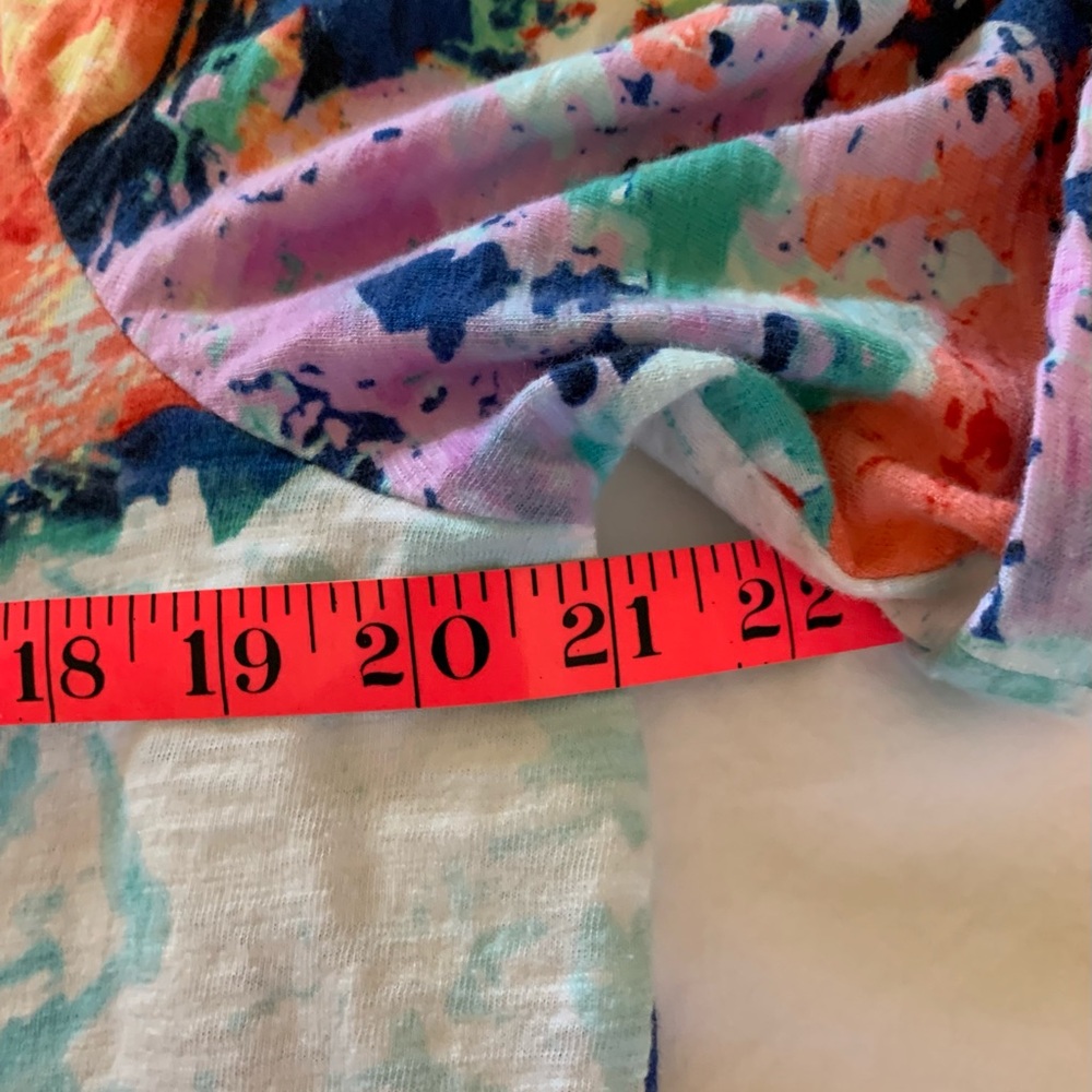 Chico’s Colorful Abstract Roll Tab Women's Top size 2(L-12). - Picture 9 of 10